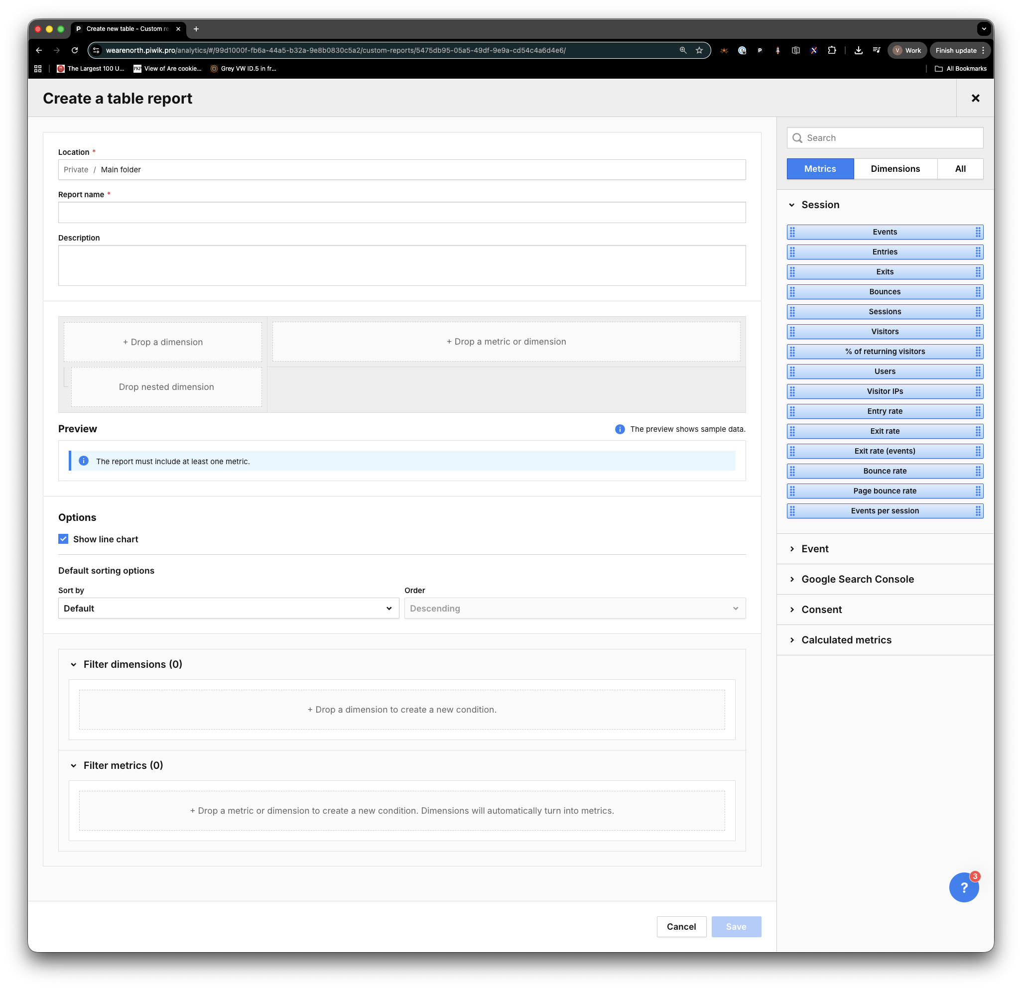 Custom Report builder: dimensies en metrics zelf samenstellen